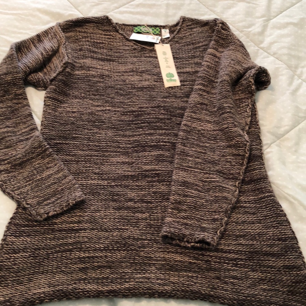 NWT Triko sweater women’s small OVERSIZED Brown multi reverse knit